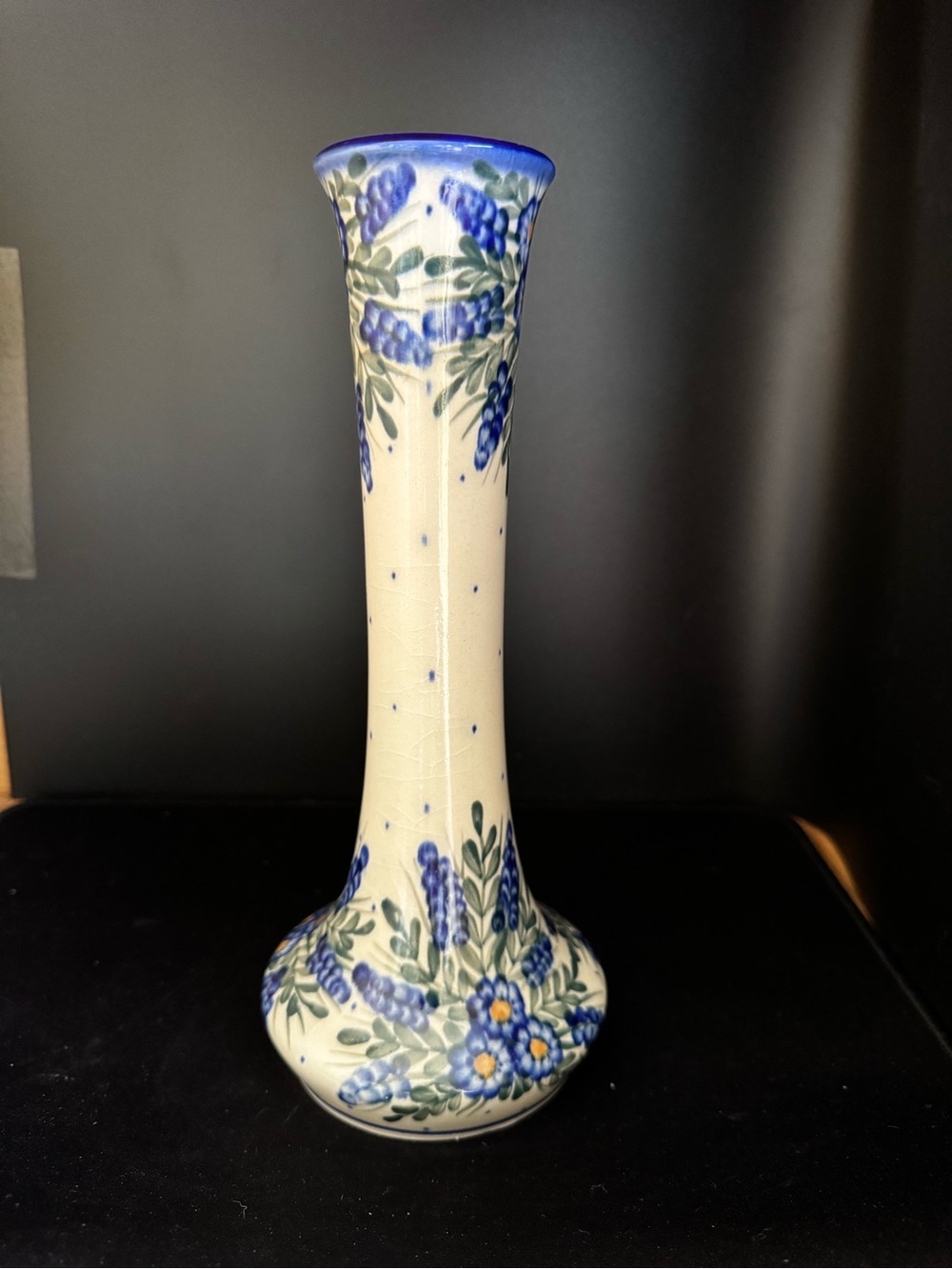 UNIKAT WR Handmade and Hand-painted Polish Ceramic Vase with Crazing